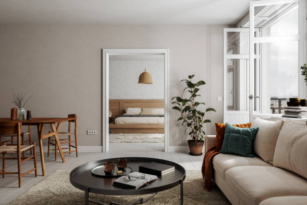 intérieur d’appartement de style scandinave - appartement photos et images de collection